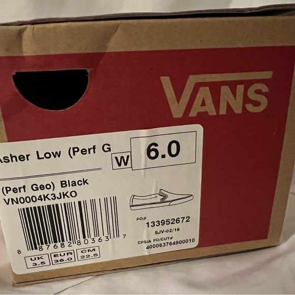 Vans Asher Perf Geo Black Slip ons | 6 NIB - Picture 6 of 6